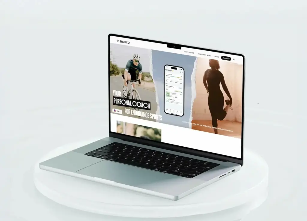 Enduco Startseite – energetischer Hero-Bereich mit App-Vorschau und direktem Download-CTA