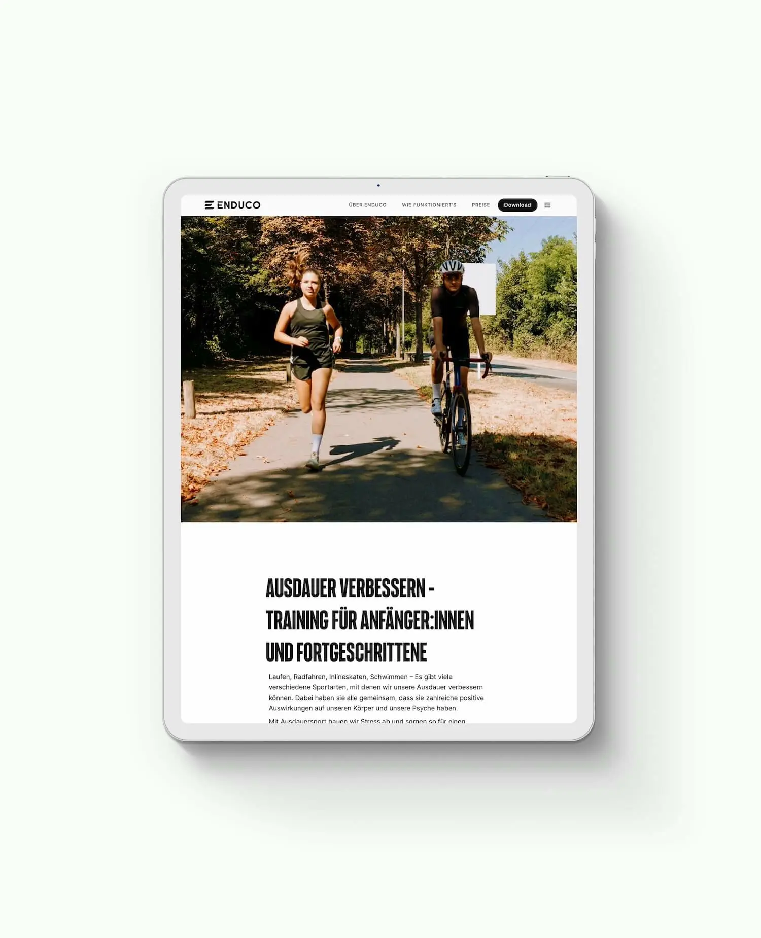 Enduco Blogartikel auf dem iPad – SEO-optimierte Inhaltsseite mit klarer Typografie und responsivem Layout